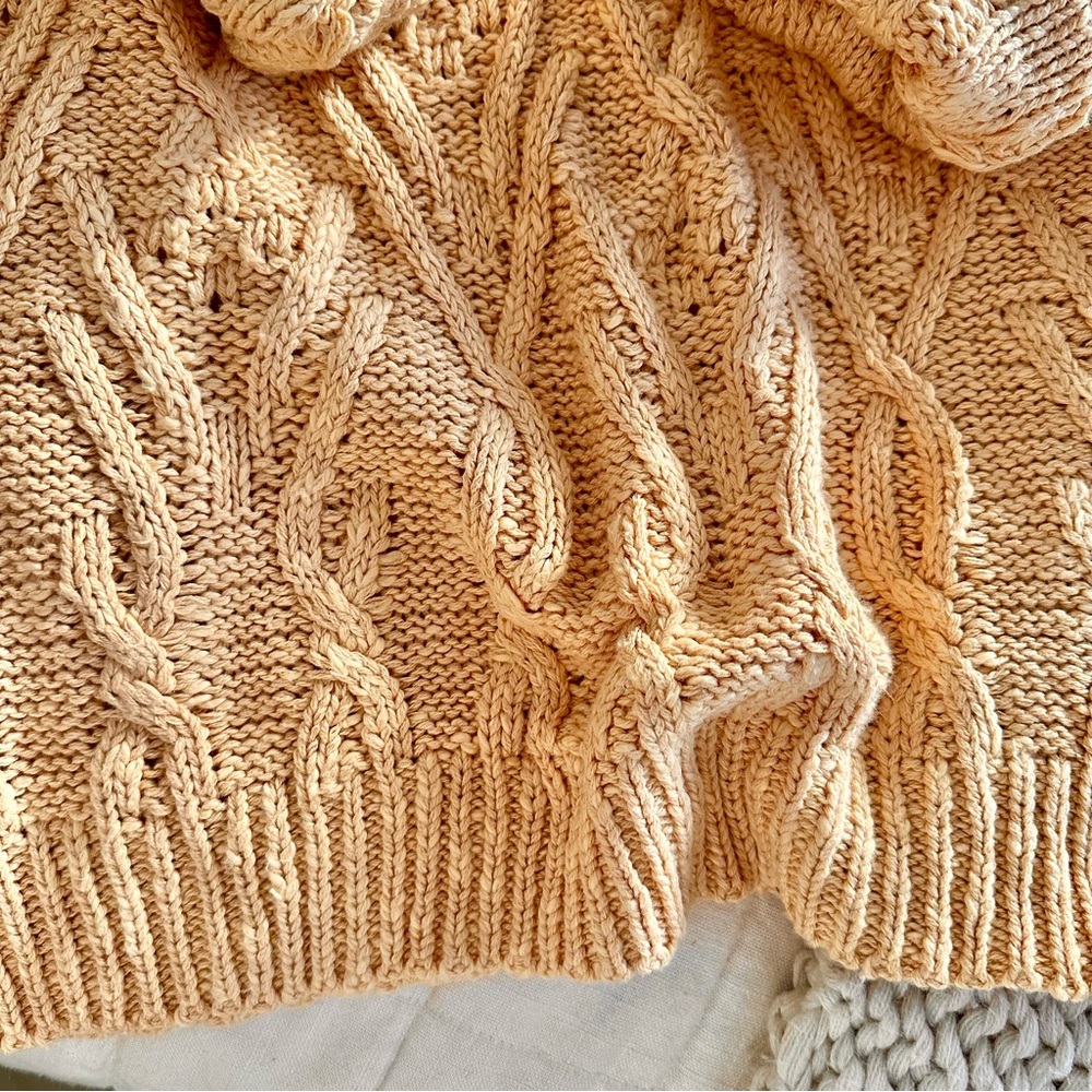 | free people • isla camel cable tunic sweater size • medium | - Picture 15 of 16